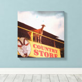 Ziege im Landhaus auf dem Dach Leinwanddruck (Insitu (Holzboden))