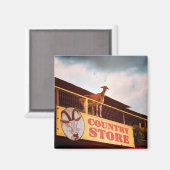 Ziege im Landhaus auf dem Dach Magnet (Vorderseite/Rückseite)