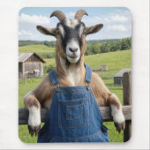 Ziege in blauer Latzhose aus Denim Mousepad (Vorne)