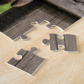Ziege in blauer Latzhose aus Denim Puzzle (Seite)