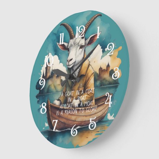 Ziege in einem Coat in einem Boot in einem Moat \ Große Wanduhr (Winkel)