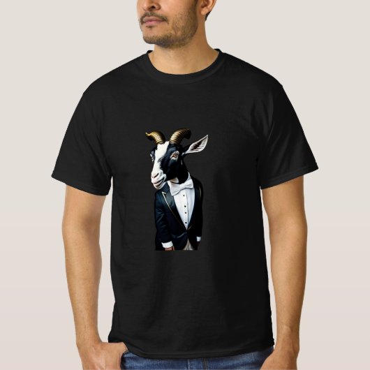 Ziege in einem Smoking-T - Shirt (Vorderseite)