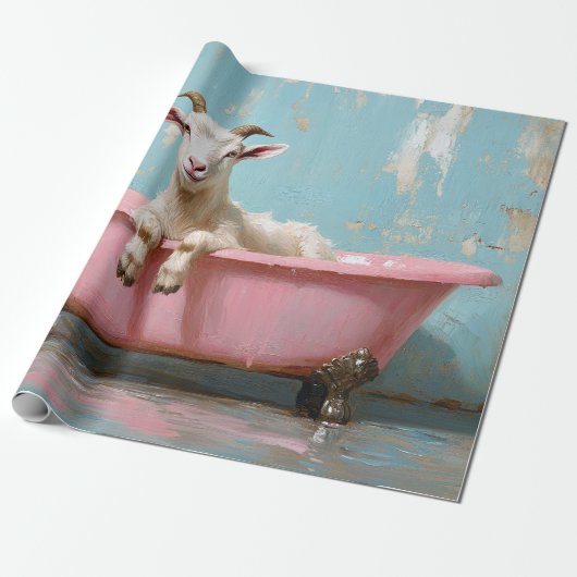 Ziege in einer rosa Badewanne Geschenkpapier (Ungerollt)