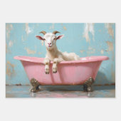 Ziege in einer rosa Badewanne Geschenkpapier Set (Vorderseite)