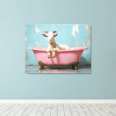 Ziege in einer rosa Badewanne Leinwanddruck (Insitu (Holzboden))