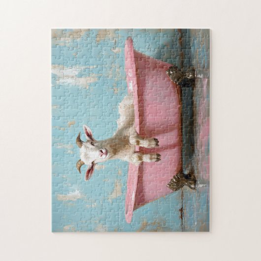 Ziege in einer rosa Badewanne Puzzle (Vertikal)