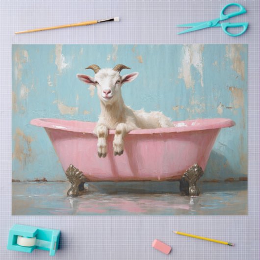 Ziege in einer rosa Badewanne Seidenpapier (Basteln)