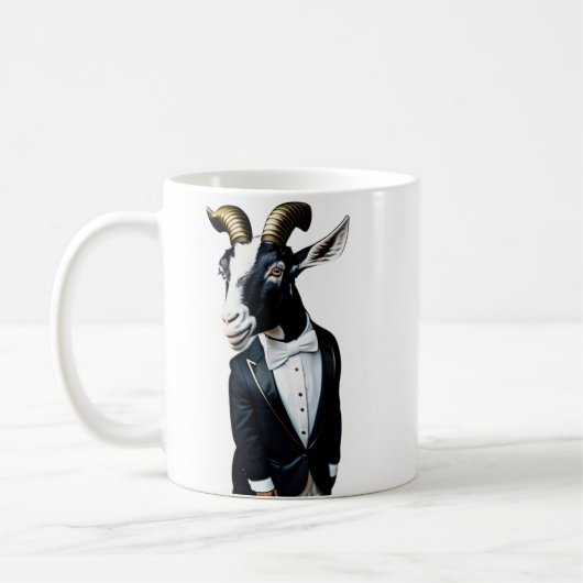 Ziege in einer Smoking-Tasse Kaffeetasse (Links)