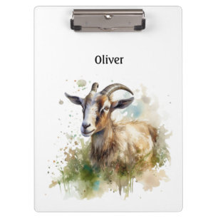 Ziege in grüner Weide, Aquarell individuell anpass Klemmbrett