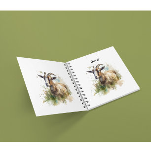 Ziege in grüner Weide, Aquarell individuell anpass Notizblock