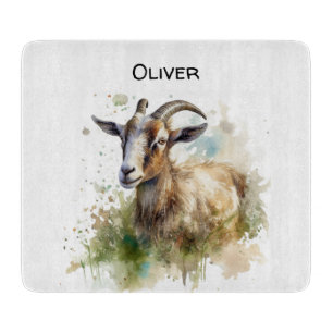 Ziege in grüner Weide, Aquarell individuell anpass Schneidebrett