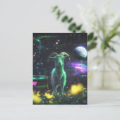 Ziege in Space Fantasy Postkarte (Stehend Vorderseite)
