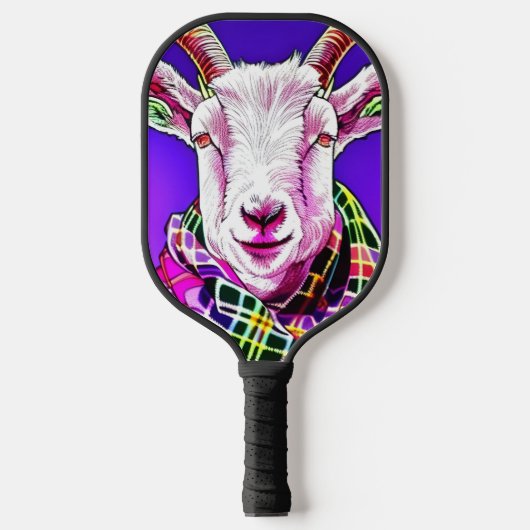 Ziege in Tartan Scarf Pickleball Schläger (Vorderseite)