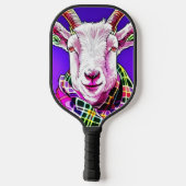 Ziege in Tartan Scarf Pickleball Schläger (Rückseite)