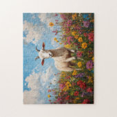 Ziege in Wildblume Feldmalerei Puzzle (Vertikal)