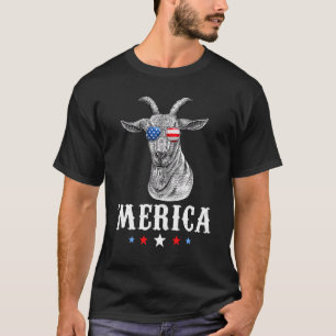 Ziege Merica 4. Juli Amerikanische Flagge USA T-Shirt