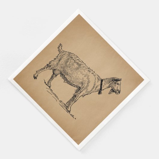 Ziege mit Bell Illustration Antikes Alter braun Serviette (Ecke)