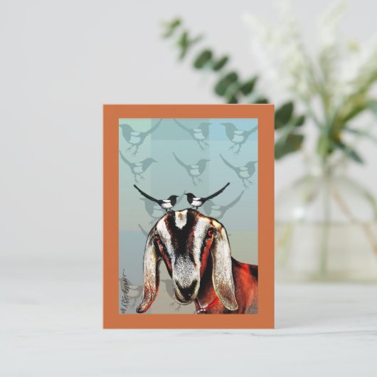 Ziege mit bester Kunst Postkarte (Stehend Vorderseite)