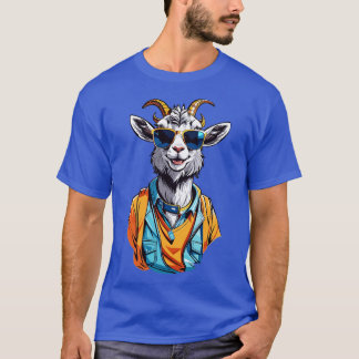 Ziege mit einem selbstbewussten Lächeln und Sonnen T-Shirt