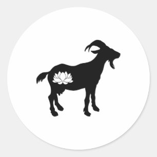 Ziege mit Namaste-Lotos-Symbol Ziegen-Yoga _1 Runder Aufkleber