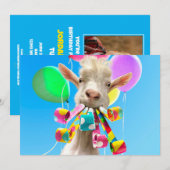 Ziege mit Partyböllern Einladung (Vorne/Hinten)