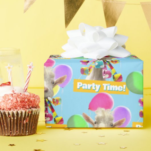 Ziege mit Partyböllern Geschenkpapier (Geburtstagsparty)