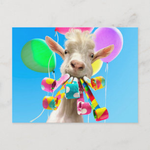 Ziege mit Partytröten Postkarte