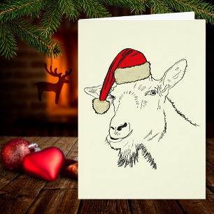 Ziege mit Santa-Hut Illustration 