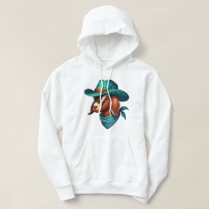 Ziege mit stilvoller Cowboyhut und Bandana Hoodie