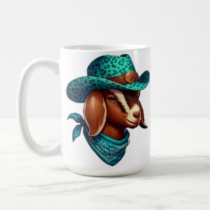 Ziege mit stilvoller Cowboyhut und Bandana Kaffeetasse