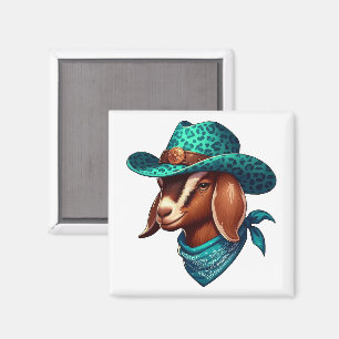 Ziege mit stilvoller Cowboyhut und Bandana Magnet