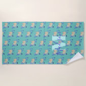 Ziege Niedliche Aquamarine Monogramm Strandtuch (Vorderseite)