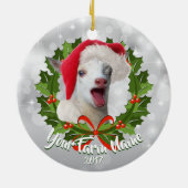 Ziege nigerianische Zwerge Kid Weihnachtsmannmütze Keramik Ornament (Hinten)