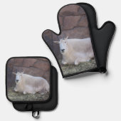 Ziege Ofenhandschuh & Topflappen-Set (Vorderseite/Rückseite)
