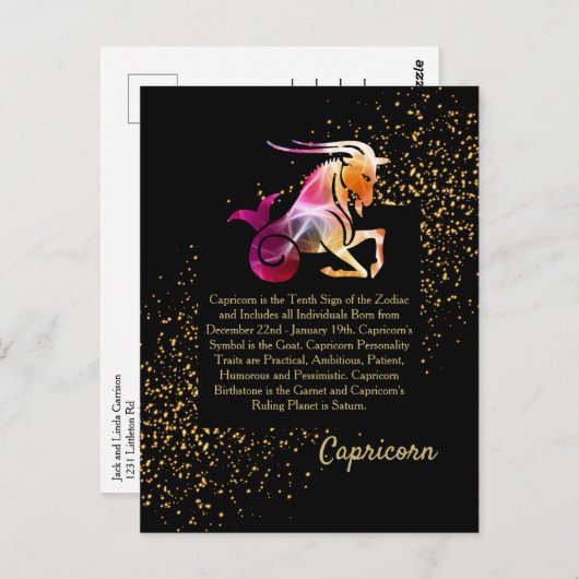 Ziege Postkarte (Vorne/Hinten)