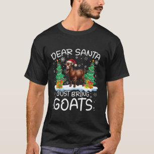 Ziege Sonnige Weihnachtsmannmütze Lights Tree Xmas T-Shirt