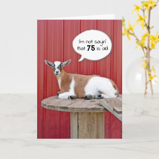 Ziege Spaß zum 75. Geburtstag Karte (Gelbe Blume)
