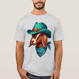 Ziege tragen einen stilistischen Cowboy-Hut und Ba T-Shirt