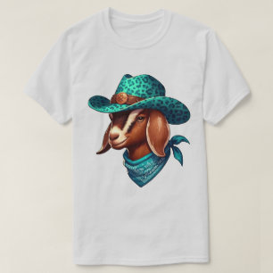 Ziege tragen einen stilistischen Cowboy-Hut und Ba T-Shirt