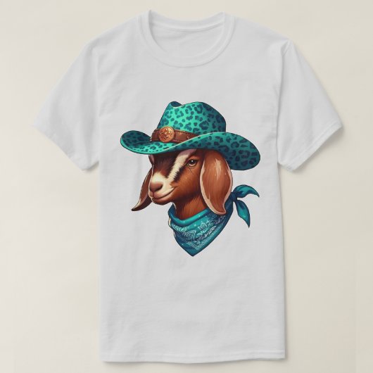 Ziege tragen einen stilistischen Cowboy-Hut und Ba T-Shirt (Design vorne)