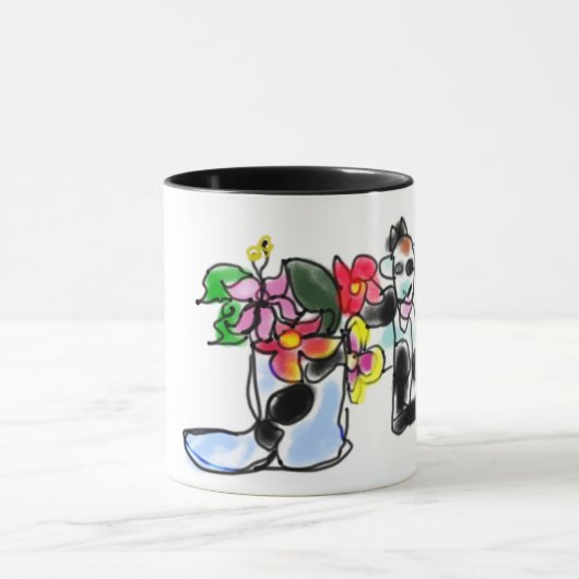 Ziege und Blumen Tasse (Zentrum)