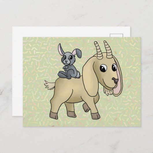 Ziege und Hase Postkarte (Vorne/Hinten)