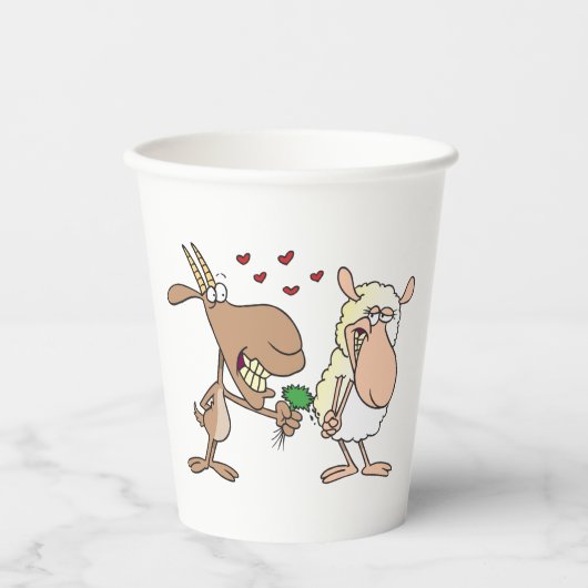 Ziege und Schafe in Liebe Pappbecher (Vorderseite)