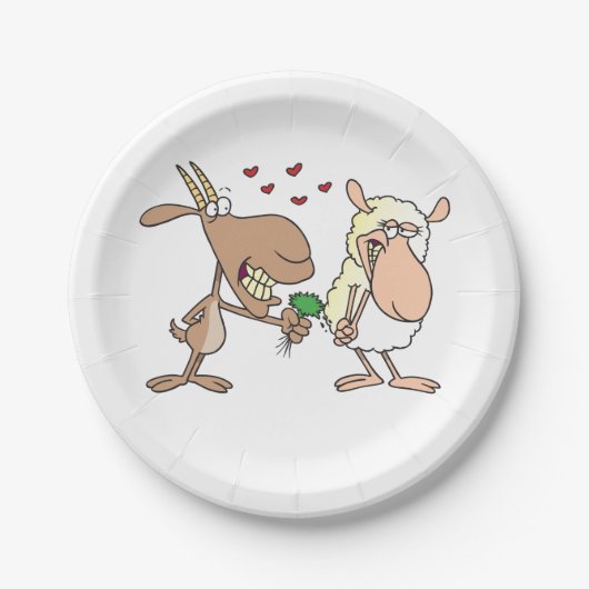 Ziege und Schafe in Liebe Pappteller (Vorderseite)