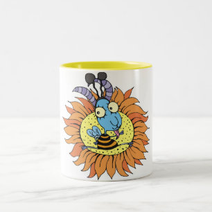 Ziege und Sonnenblume Zweifarbige Tasse