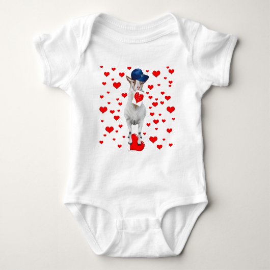 Ziege Valentine Hearts Baby Strampler (Vorderseite)