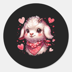 Ziege Valentine Hearts Runder Aufkleber