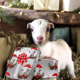 Ziege Weihnachten Adorable LaMancha Kind in Antler Geschenkpapier