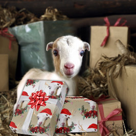 Ziege Weihnachten Adorable LaMancha Kind in Antler Geschenkpapier