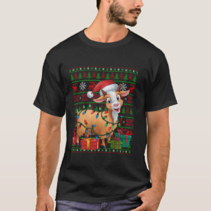 Ziege Weihnachten Lichter Ugly Weihnachtsmannmütze T-Shirt